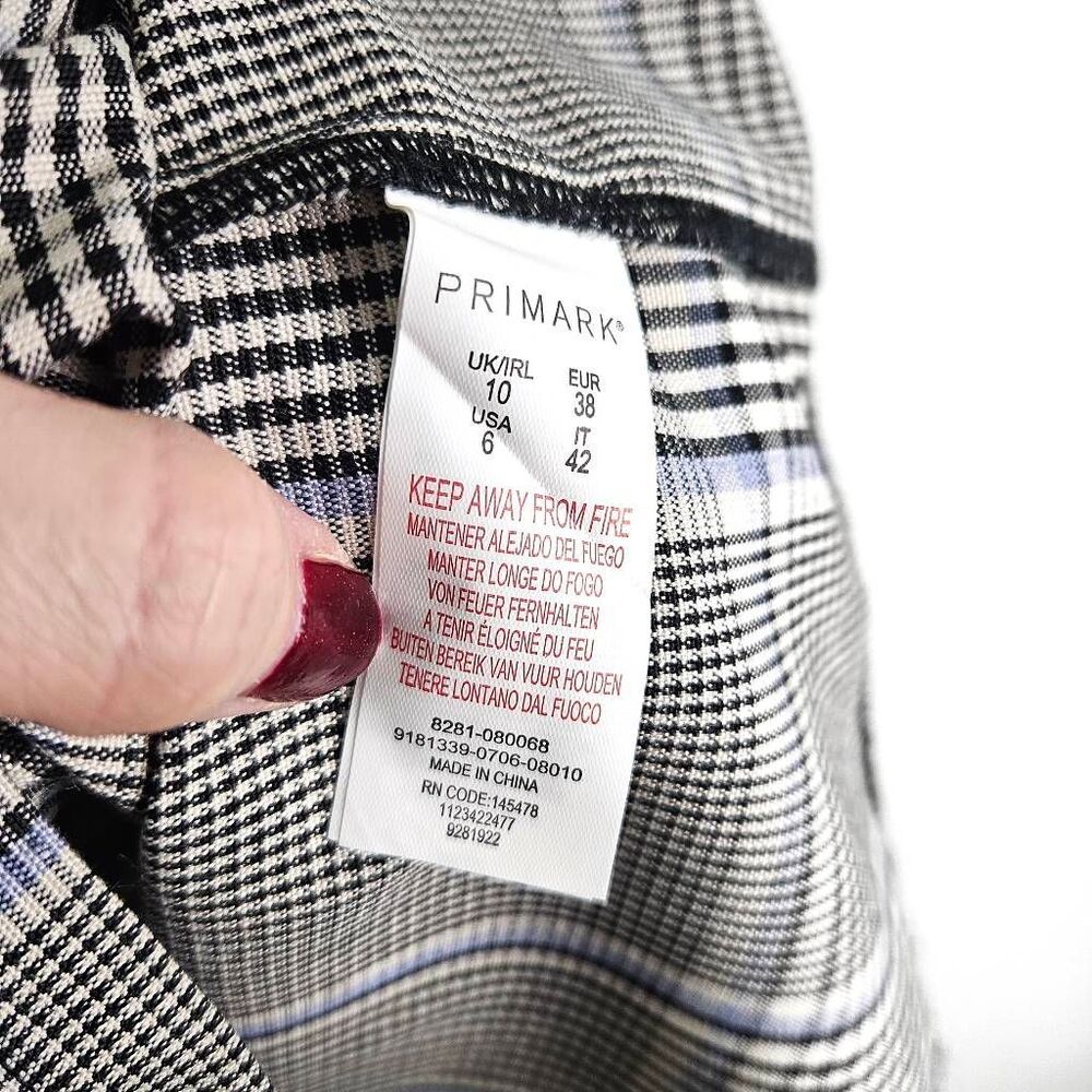 PRIMARK Gray Blue Plaid Tartan Buckled 90's Inspired Retro Mini Dress Size: 10 - Picture 7 of 9